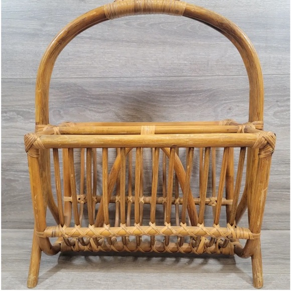 Storage & Organization | Vintage Rattan Wicker Magazinebook Footed ...